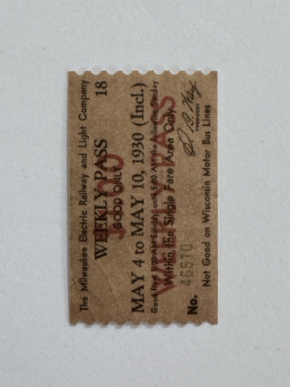 5cm x 3cm - Ticket Weekly Pass