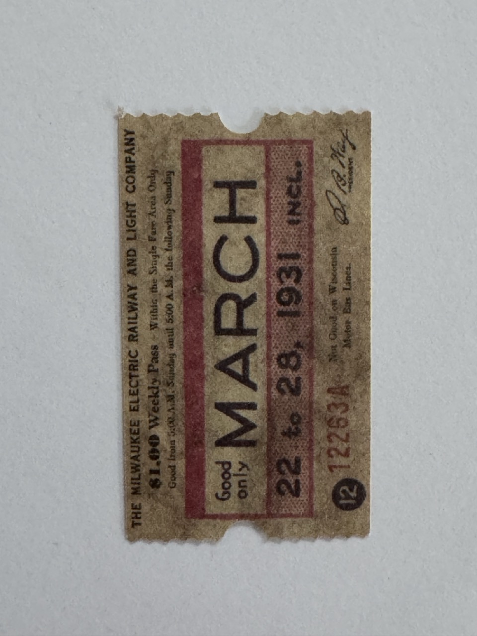 5cm x 3cm - Ticket March