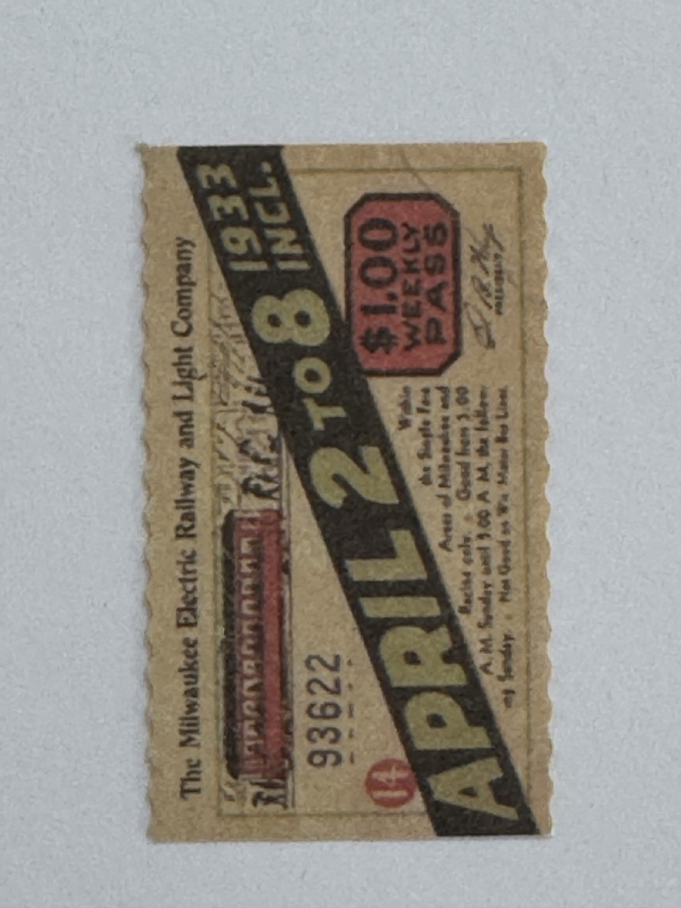 5cm x 3cm - Ticket April 2