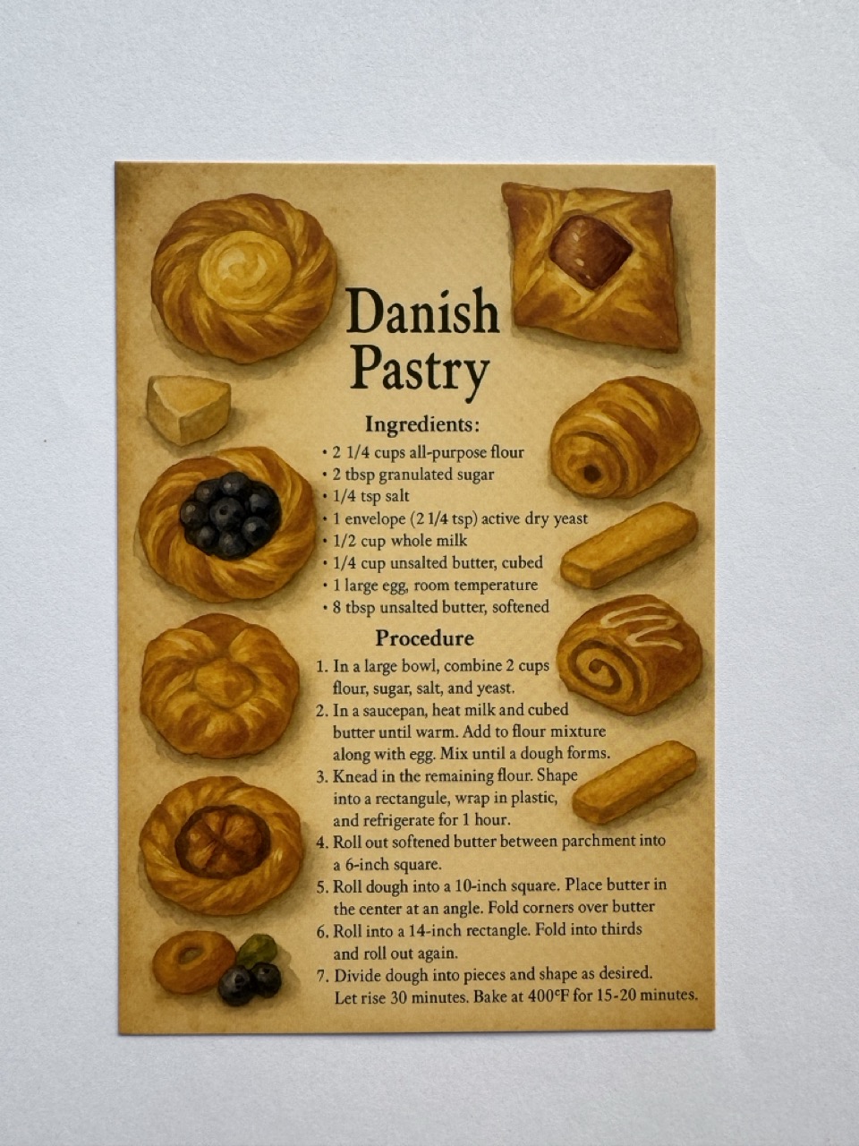 14.5cm x 10cm Post Card - Danish Pastry