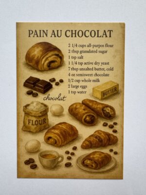 14.5cm x 10cm Post Card - Pain Au Chocolat