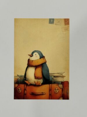 14.5cm x 10cm Post Card - Travelling Penguin