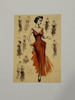 14.5cm x 10cm Post Card - Old Hollywood Evening Gown