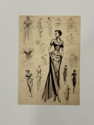 14.5cm x 10cm Post Card - 1940s Peplum Evening Dress