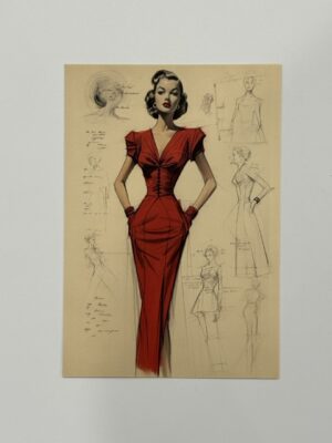 14.5cm x 10cm Post Card - 1940s Hollywood Glamour Gown