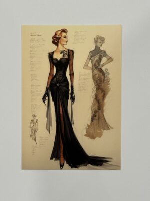 14.5cm x 10cm Post Card - 1930s–1940s Old Hollywood Evening Gown