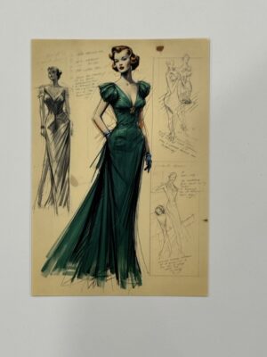14.5cm x 10cm Post Card - 1940s Old Hollywood Evening Gown