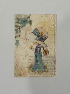 14.5cm x 10cm Post Card - Playing With Baby Chicks