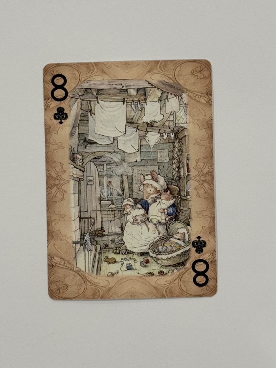 8 Clubs Swap Card - Mice Hanging Laundry