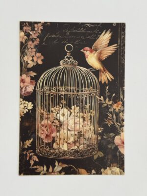 14.5cm x 10cm Post Card -  Vintage Bird Cage