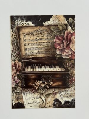 14.5cm x 10cm Post Card -  Vintage Piano Box