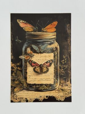 14.5cm x 10cm Post Card -  Vintage Butterfly Jar