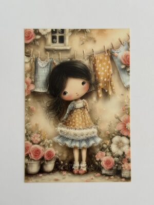 14.5cm x 10cm Post Card - Washing Girl