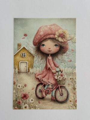 14.5cm x 10cm Post Card - Girl on Bike