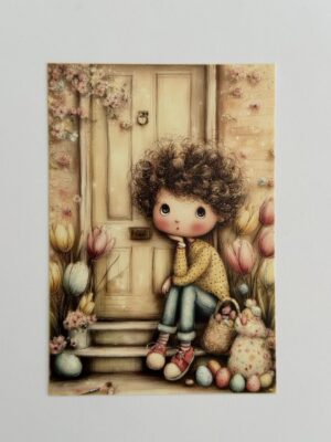 14.5cm x 10cm Post Card - Girl Thinking