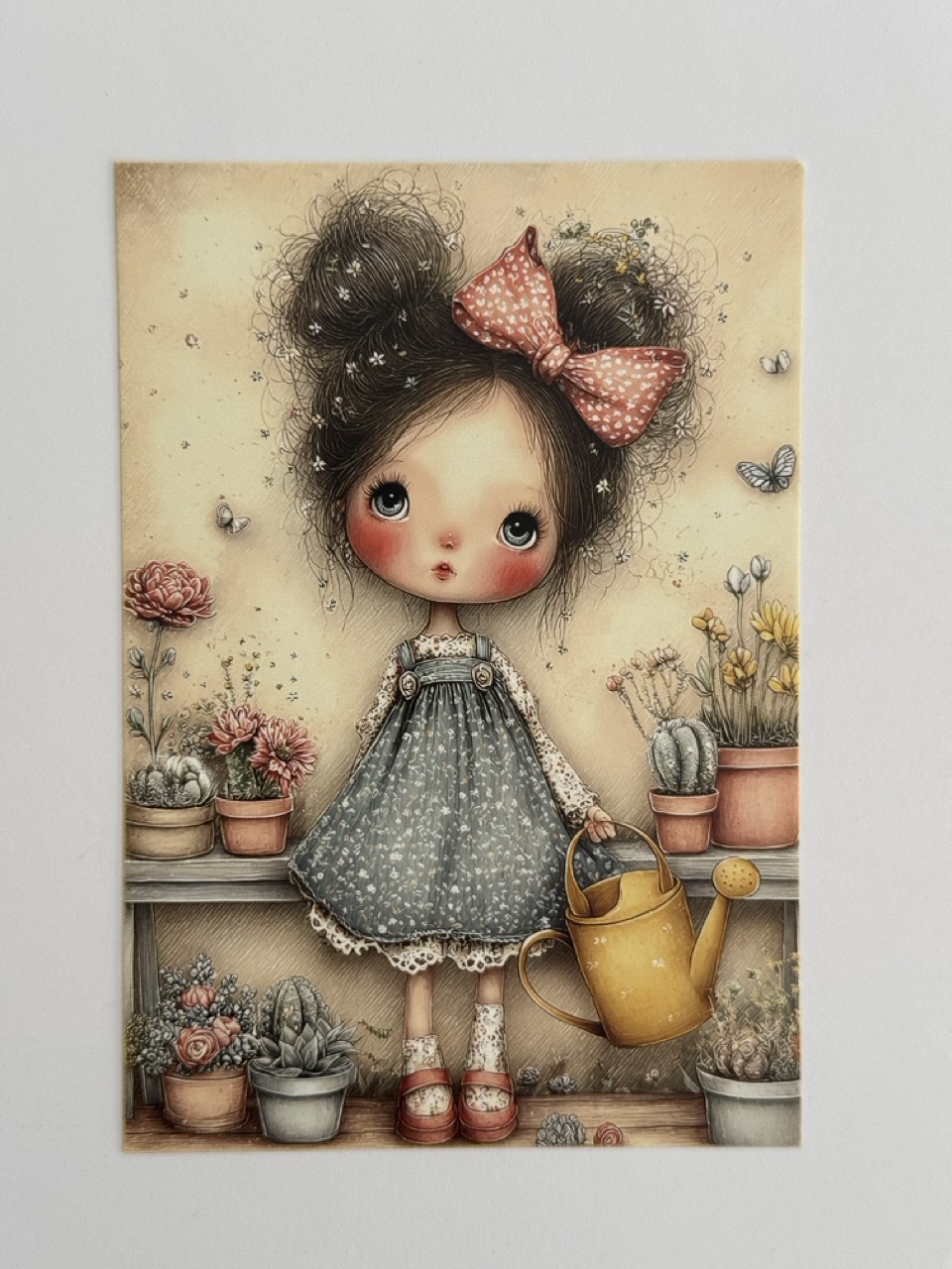 14.5cm x 10cm Post Card - Girl with a Bow