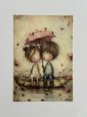 14.5cm x 10cm Post Card - Friends out Rowing