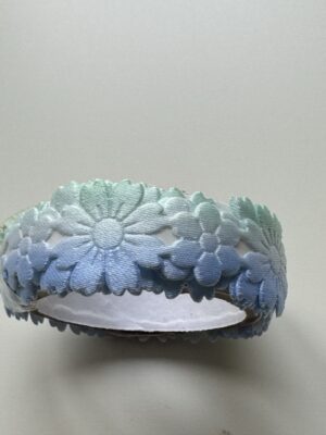 1.5cm x 98cm - Self-Adhesive Fabric Flower Trim – Decorative Craft Border - Blue/Green's