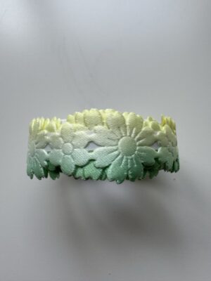 1.5cm x 98cm - Self-Adhesive Fabric Flower Trim – Decorative Craft Border - Green/Yellow