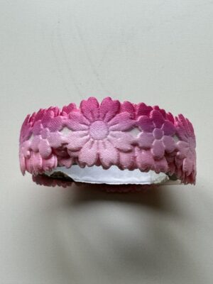 1.5cm x 98cm - Self-Adhesive Fabric Flower Trim – Decorative Craft Border - Pinks