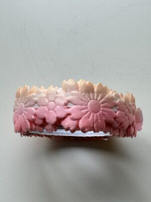 1.5cm x 98cm - Self-Adhesive Fabric Flower Trim – Decorative Craft Border - Pink/Peach