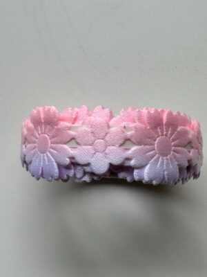 1.5cm x 98cm - Self-Adhesive Fabric Flower Trim – Decorative Craft Border - Pink/Lilac
