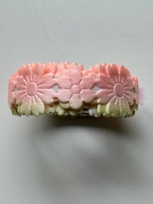1.5cm x 98cm - Self-Adhesive Fabric Flower Trim – Decorative Craft Border - Peach/Yellow