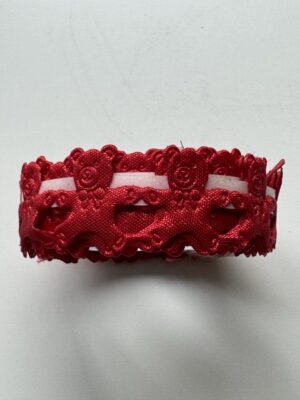 1.5cm x 98cm - Self-Adhesive Fabric Teddy Trim – Decorative Craft Border - Red