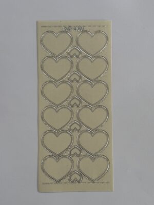 23cm x 10cm - Hearts Sticker Sheet – Silver