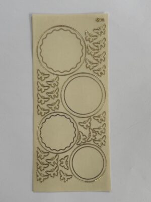 23cm x 10cm - Butterfly & Round Frame Sticker Sheet – Gold