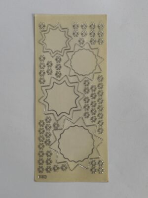 23cm x 10cm - Decorative Starburst Sticker Sheet – Silver