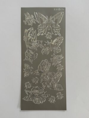 23cm x 10cm - Butterfly & Garden Bugs Sticker Sheet – Silver
