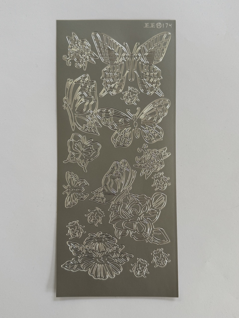 23cm x 10cm - Butterfly & Garden Bugs Sticker Sheet – Silver