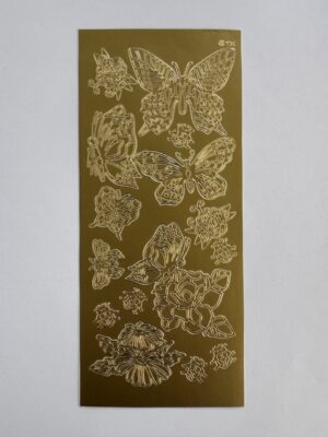 23cm x 10cm - Butterfly & Garden Bugs Sticker Sheet – Gold