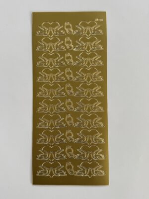 23cm x 10cm - Wedding Doves & Rings Sticker Sheet – Gold