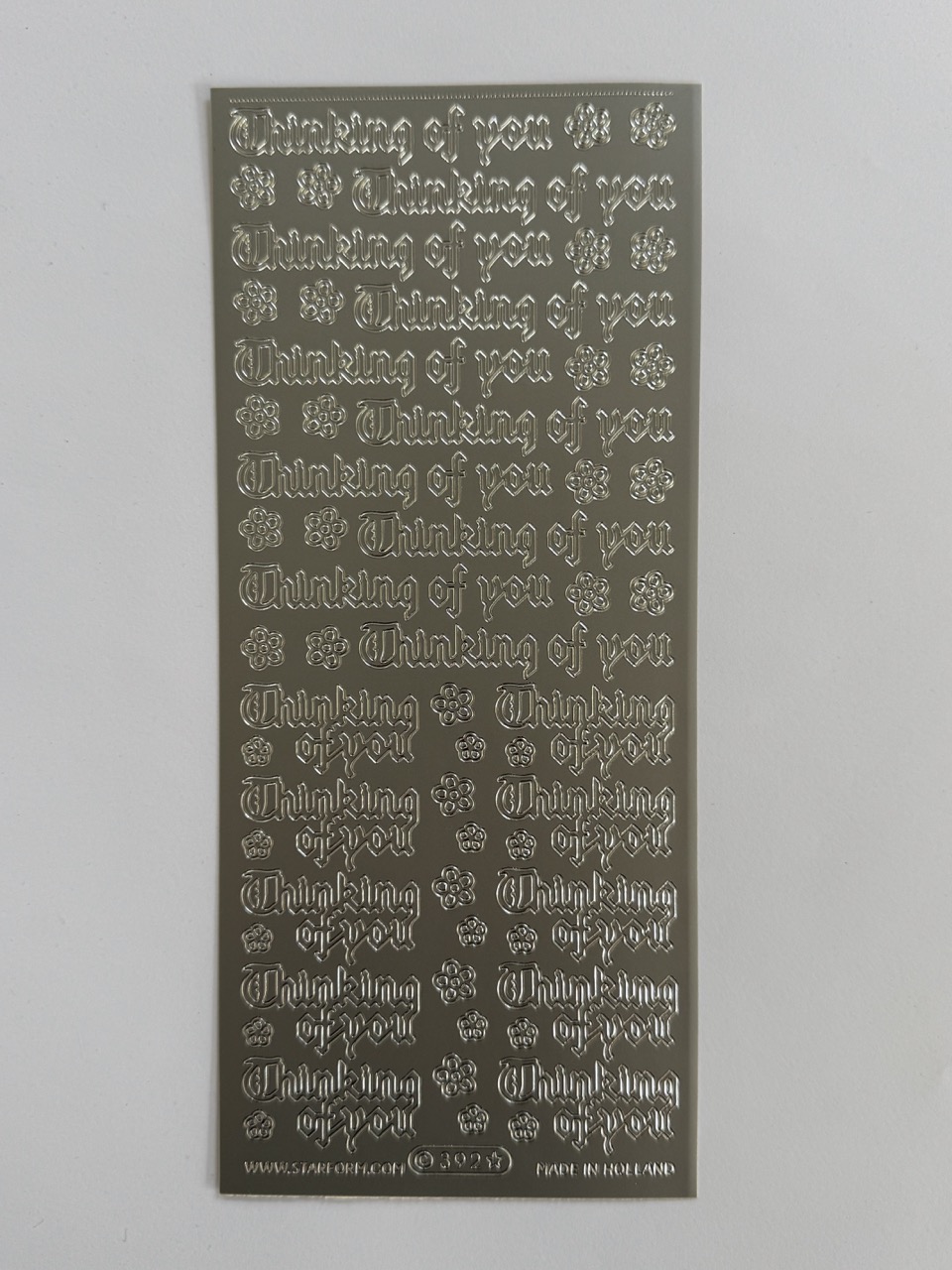 23cm x 10cm - "Thinking of You" Sticker Sheet β Silver