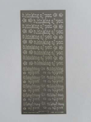 23cm x 10cm - "Thinking of You" Sticker Sheet – Silver