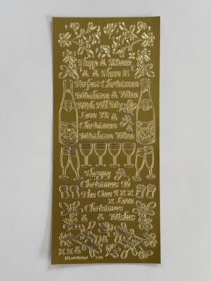 23cm x 10cm - Christmas Mistletoe & Wine Sticker Sheet – Gold