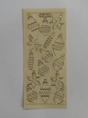 23cm x 10cm - Christmas Baubles & Stars Sticker Sheet – Gold