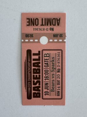 5.5cm x 2.5cm - Baseball Ticket Sticker