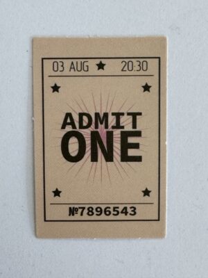 4.5cm x 3cm - Admit One Ticket Sticker