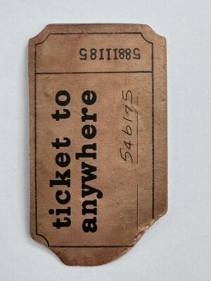 7cm x 3.75cm - Ticket to Anywhere Sticker