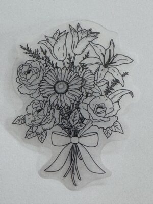 7cm x 6cm - Elegant Floral Outline PET Stickers