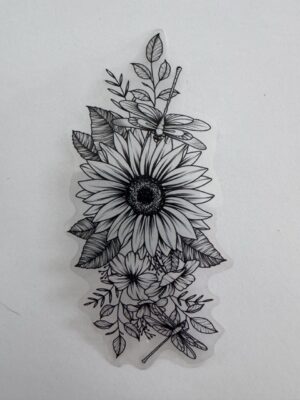 11cm x 5cm - Elegant Floral Outline PET Stickers