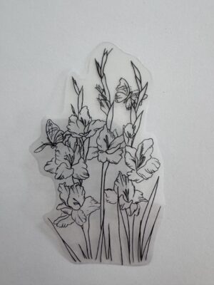 9.5cm x 5.5cm - Elegant Floral Outline PET Stickers
