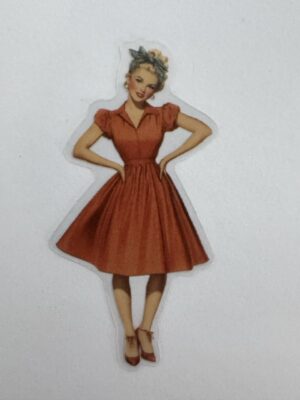 7cm x 3.5cm - Vintage Pin-Up PET Stickers | Retro 1940s-1950s Women