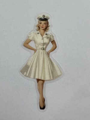 7.5cm x 3.25cm - Vintage Pin-Up PET Stickers | Retro 1940s-1950s Women