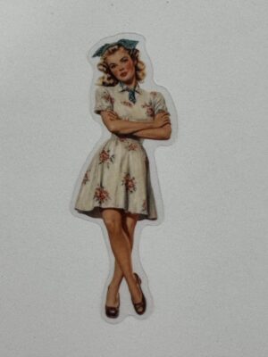 7.5cm x 2.5cm - Vintage Pin-Up PET Stickers | Retro 1940s-1950s Women