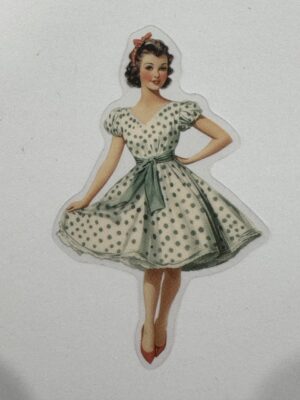 7.5cm x 4.5cm - Vintage Pin-Up PET Stickers | Retro 1940s-1950s Women