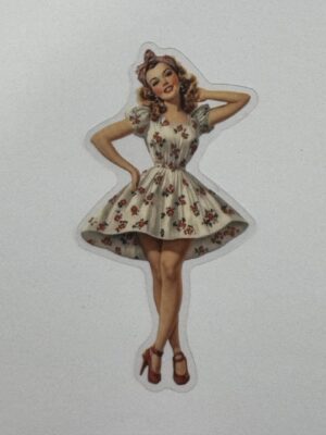 7cm x 3.75cm - Vintage Pin-Up PET Stickers | Retro 1940s-1950s Women